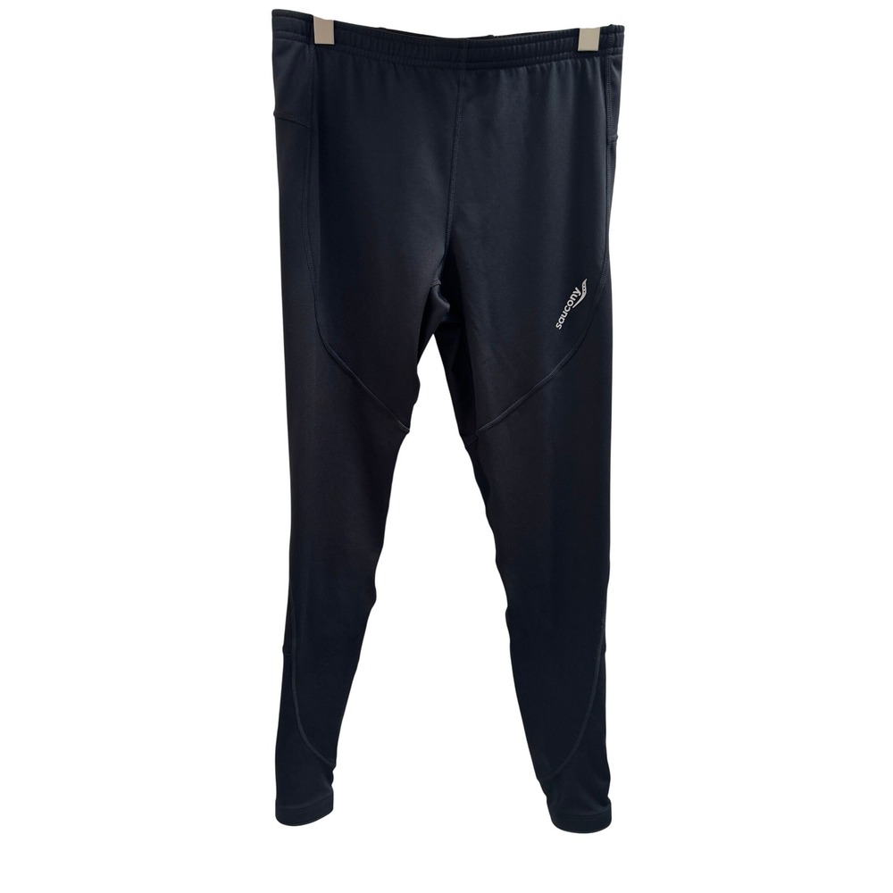 Saucony Running Tights Mens Large Black Reflective Zipper Ankle hiking gorpcore